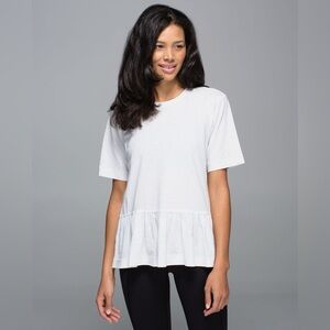 Lululemon - Flouncey Tee - Heathered White - S/M - Good Used Condition!!